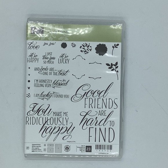 STAMPIN UP Stamp Lovely Friends 143763 Friendship Love Phrases Thankful Unused - Picture 1 of 3